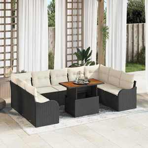 vidaXL Set de canapele pentru grădină 10 pcs Negru Rattan poli imagine