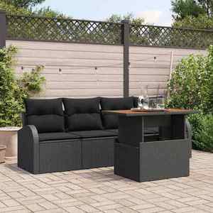 vidaXL Set de canapele pentru grădină 5 pcs Negru Rattan poli imagine