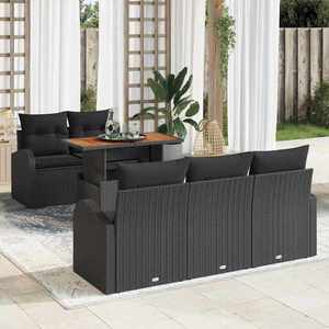 vidaXL Set de canapele pentru grădină 6 pcs Negru Rattan poli imagine