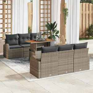 vidaXL Set de canapele pentru grădină 7 pcs Gri Rattan poli imagine