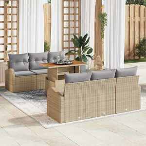 vidaXL Set de canapele pentru grădină 7 pcs Bej Rattan poli imagine
