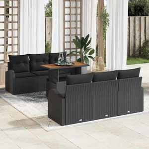 vidaXL Set de canapele pentru grădină 7 pcs Negru Rattan poli imagine
