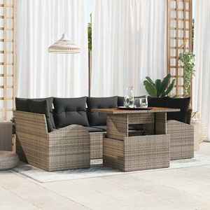 vidaXL Set de canapele pentru grădină 7 pcs Gri Rattan poli imagine