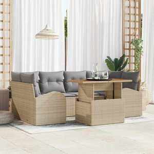 vidaXL Set de canapele pentru grădină 7 pcs Bej Rattan poli imagine