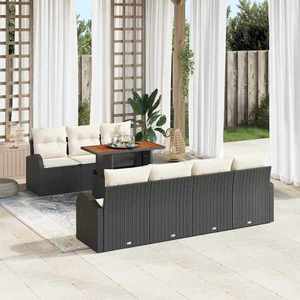 vidaXL Set de canapele pentru grădină 8 pcs Negru Rattan poli imagine