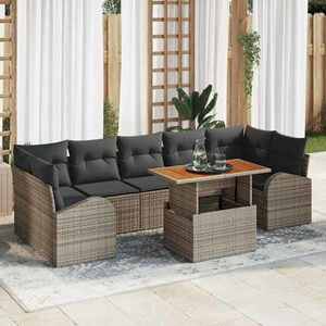 vidaXL Set de canapele pentru grădină 8 pcs Gri Rattan poli imagine