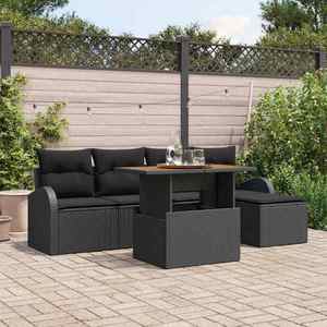vidaXL Set de canapele pentru grădină 6 pcs Negru Rattan poli imagine