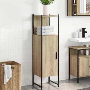 vidaXL Dulap de Baie cu raft Bej 33 x 33 x 120, 5 cm Lemn compozit imagine