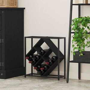 vidaXL Raft pentru vin Stejar Negru 51 x 18 x 52, 5 cm Lemn compozit imagine