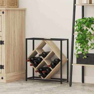 vidaXL Raft pentru vin Stejar sonoma 51 x 18 x 52, 5 cm Lemn compozit imagine
