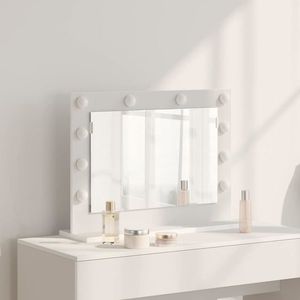 vidaXL Oglindă de toaletă cu lumini cu bandă LED Alb 60 x 45 x 18 cm imagine