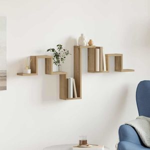 vidaXL Raft de perete cu raft stejar artizanal 104, 5 x 10 x 43 cm imagine