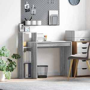 vidaXL Birou cu raft Gri Sonoma 100 x 40 x 90 cm Lemn compozit imagine