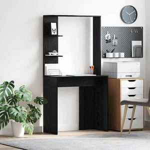 vidaXL Birou cu raft Stejar Negru 78, 5 x 37 x 154, 5 cm Lemn compozit imagine