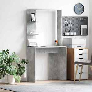 vidaXL Birou cu raft Gri din beton 78, 5 x 37 x 154, 5 cm Lemn compozit imagine
