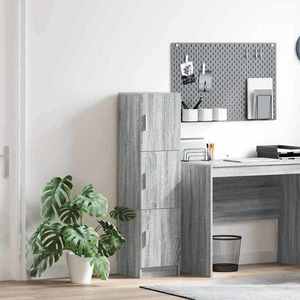 vidaXL Highboard sonoma gri 31.5 x 32 x 124 cm Lemn compozit imagine