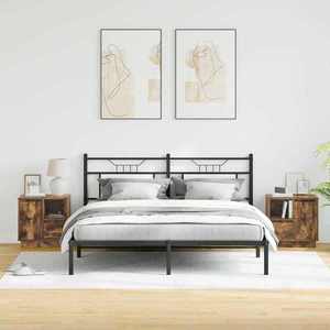 vidaXL Dulap de noapte cu sertar 2 pcs Stejar afumat 50 x 34.5 x 50 cm imagine