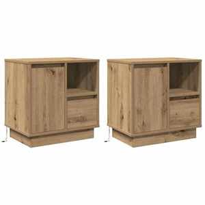 vidaXL Dulap de noapte cu 2 pcs stejar artizanal 50 x 34.5 x 50 cm imagine