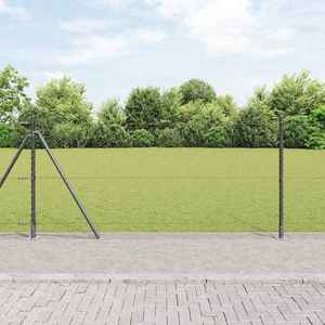 vidaXL Îngrădire cu stâlpi Gri 0.8 x 10 m otel acoperit cu PVC imagine