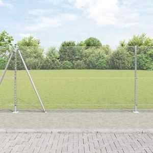 vidaXL Îngrădire cu stâlpi Argintiu 1.2 x 25 m otel acoperit cu PVC imagine