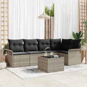 vidaXL Set de canapele pentru grădină 6 pcs Gri deschis Rattan poli imagine
