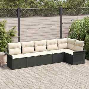 vidaXL Set de canapele pentru grădină cu pernă 6 pcs Negru Rattan poli imagine