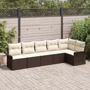 vidaXL Set de canapele pentru grădină cu pernă 6 pcs Maro Rattan poli imagine