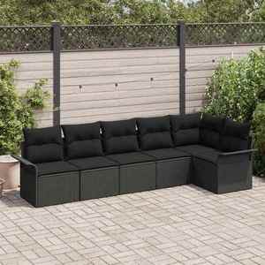 vidaXL Set de canapele pentru grădină cu pernă 6 pcs Negru Rattan poli imagine
