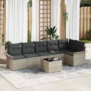 vidaXL Set de canapele pentru grădină 7 pcs Gri deschis Rattan poli imagine