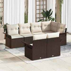 vidaXL Set de canapele pentru grădină cu pernă 7 pcs Maro Rattan poli imagine