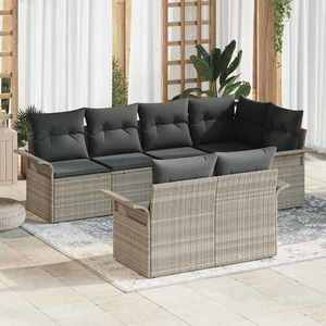 vidaXL Set de canapele pentru grădină 7 pcs Gri deschis Rattan poli imagine