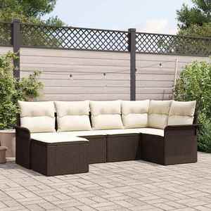 vidaXL Set de canapele pentru grădină cu pernă 6 pcs Maro Rattan poli imagine