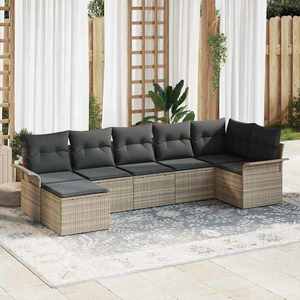 vidaXL Set de canapele pentru grădină 7 pcs Gri deschis Rattan poli imagine