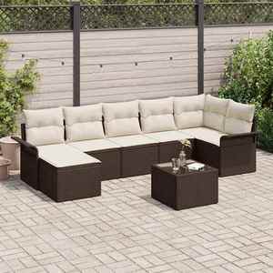 vidaXL Set de canapele pentru grădină cu pernă 8 pcs Maro Rattan poli imagine