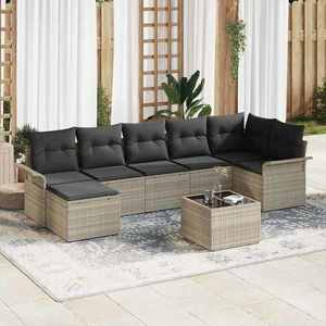 vidaXL Set de canapele pentru grădină 8 pcs Gri deschis Rattan poli imagine