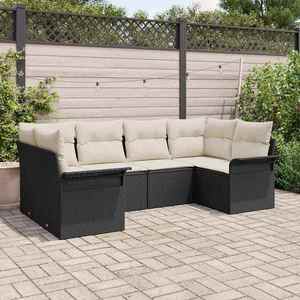 vidaXL Set de canapele pentru grădină cu pernă 6 pcs Negru Rattan poli imagine