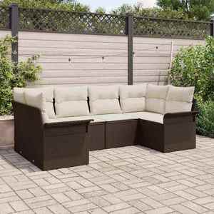vidaXL Set de canapele pentru grădină cu pernă 6 pcs Maro Rattan poli imagine