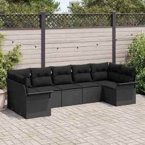 vidaXL Set de canapele pentru grădină cu pernă 7 pcs Negru Rattan poli imagine