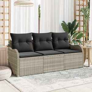 vidaXL Set de canapele pentru grădină 3 pcs Gri deschis Rattan poli imagine