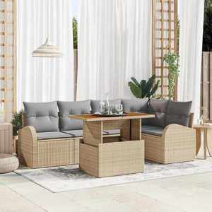 vidaXL Set de canapele pentru grădină 6 pcs Bej Rattan poli imagine