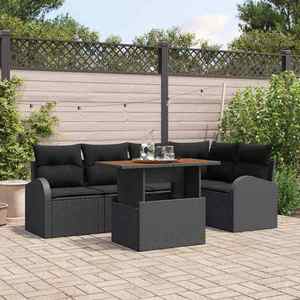 vidaXL Set de canapele pentru grădină 6 pcs Negru Rattan poli imagine