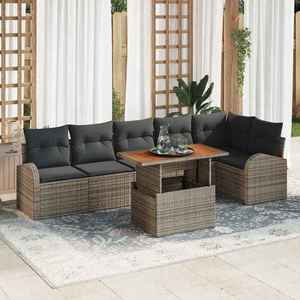 vidaXL Set de canapele pentru grădină 7 pcs Gri Rattan poli imagine