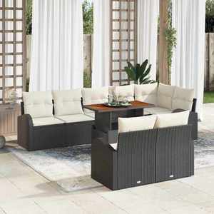 vidaXL Set de canapele pentru grădină 9 pcs Negru Rattan poli imagine