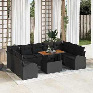 vidaXL Set de canapele pentru grădină 10 pcs Negru Rattan poli imagine