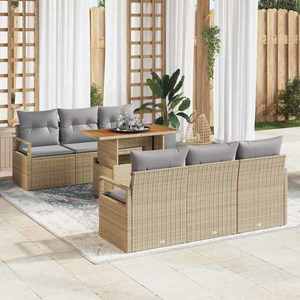 vidaXL Set de canapele pentru grădină 7 pcs Bej Rattan poli imagine