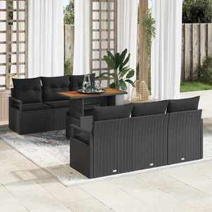 vidaXL Set de canapele pentru grădină 7 pcs Negru Rattan poli imagine