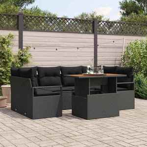vidaXL Set de canapele pentru grădină 7 pcs Negru Rattan poli imagine