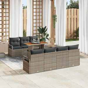 vidaXL Set de canapele pentru grădină 8 pcs Gri Rattan poli imagine