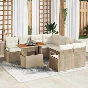 vidaXL Set de canapele pentru grădină 9 pcs Bej Rattan poli imagine
