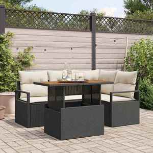 vidaXL Set de canapele pentru grădină 5 pcs Negru Rattan poli imagine